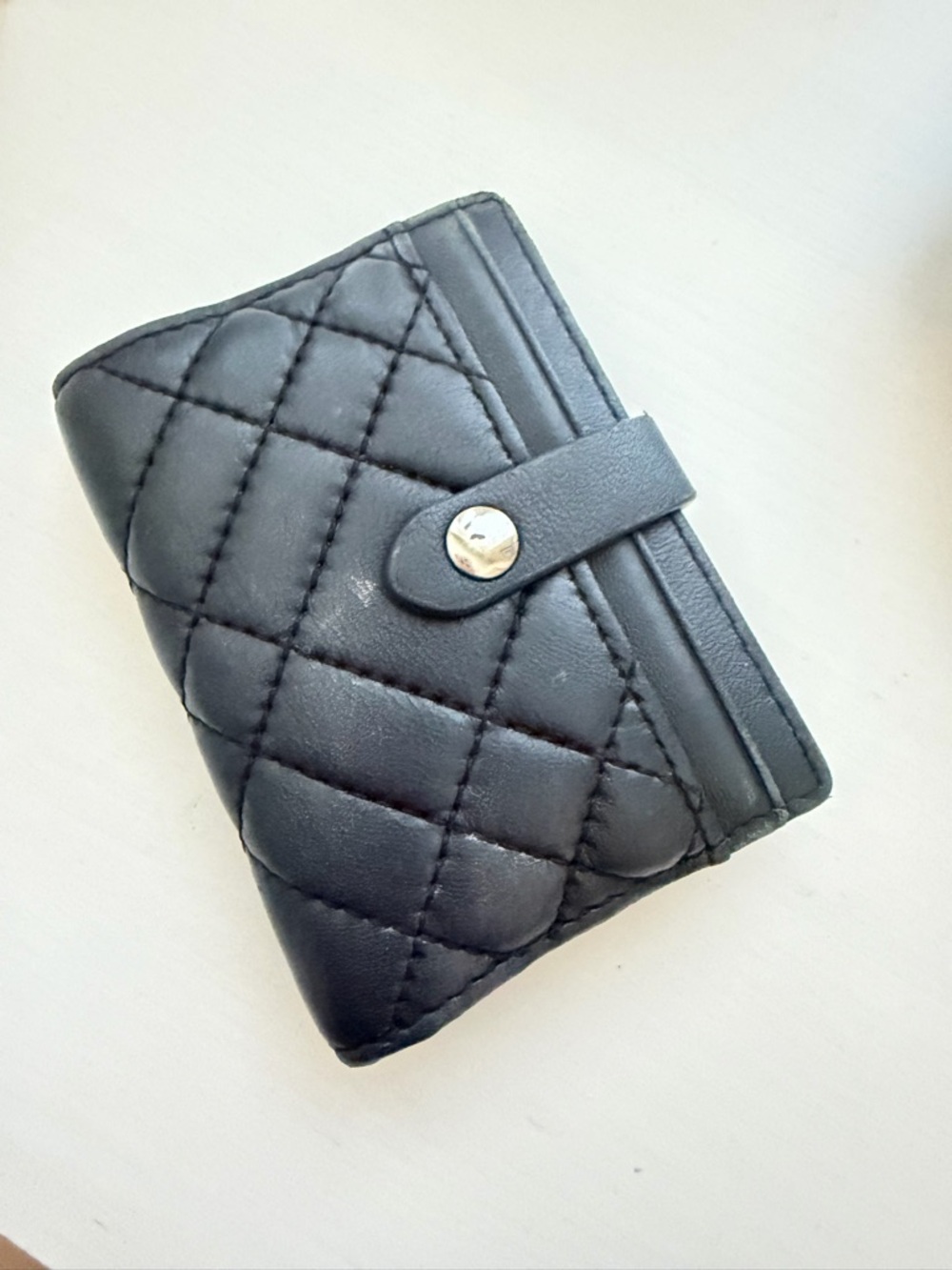 Kurt Geiger Black Quilted Leather Snap Wallet